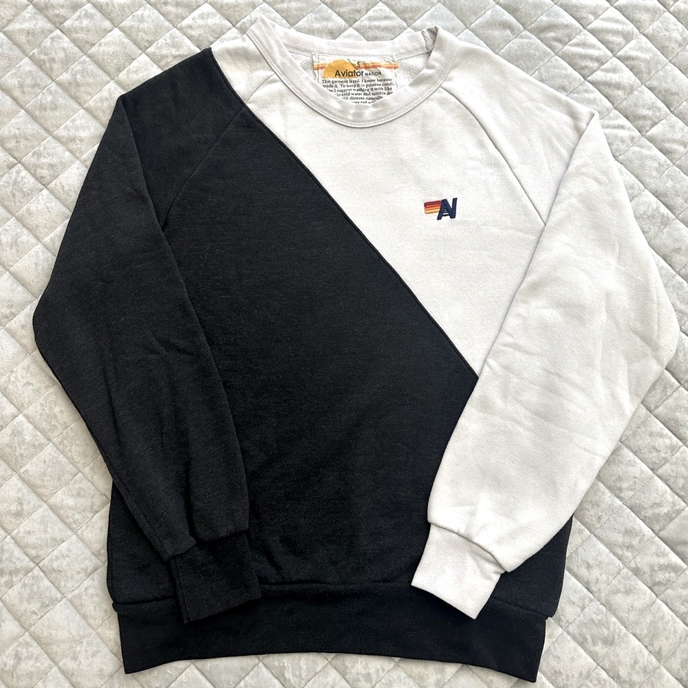 Aviator Nation Split Colorblock Pullover Sweatshi… - image 1